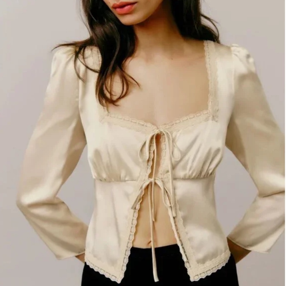 Reformation Lucinda Silk Top - Ivory - NWOT